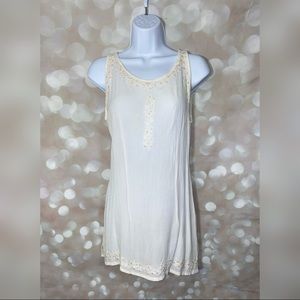 See through off white tank top